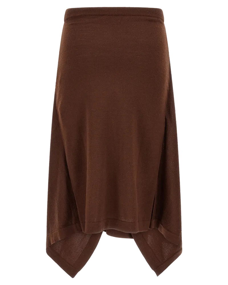 Christophe Lemaire Asymmetrical Wool Blend Skirt — Brown Brown