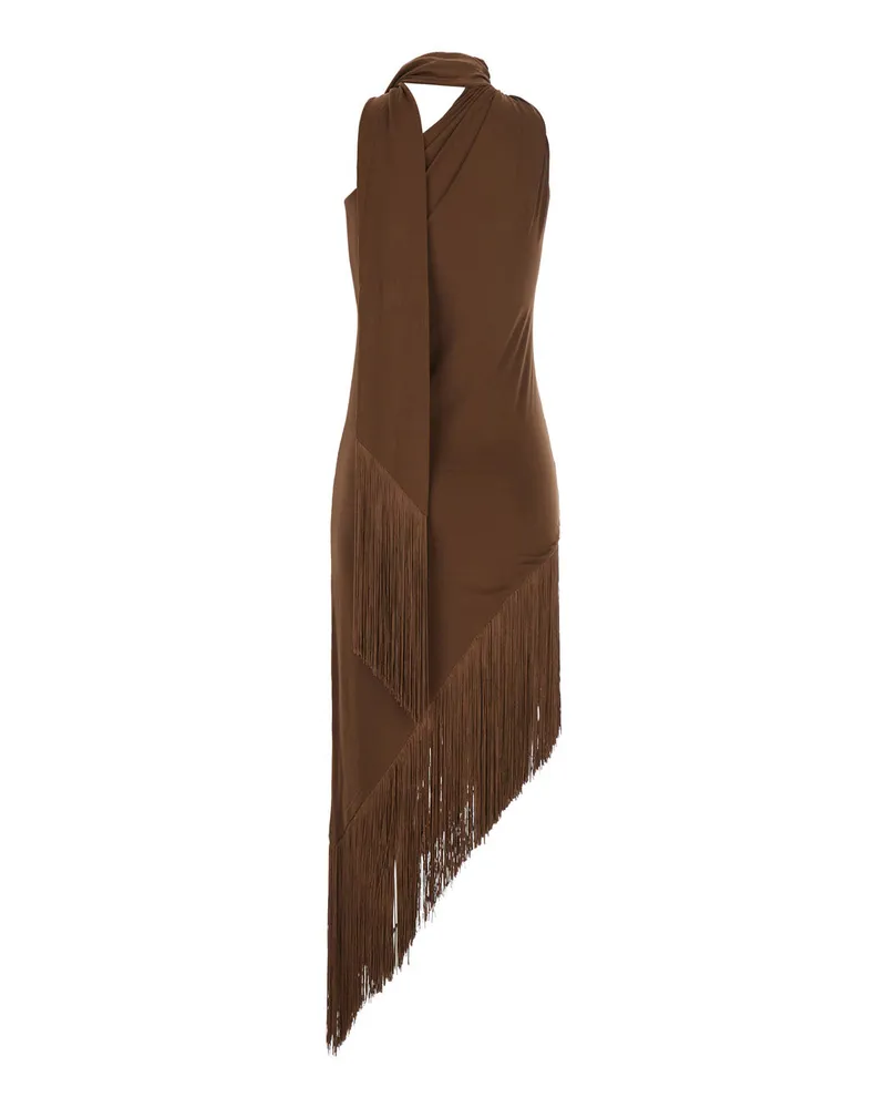 Taller Marmo Women's Dress With Frayed Edges — Brown Brown