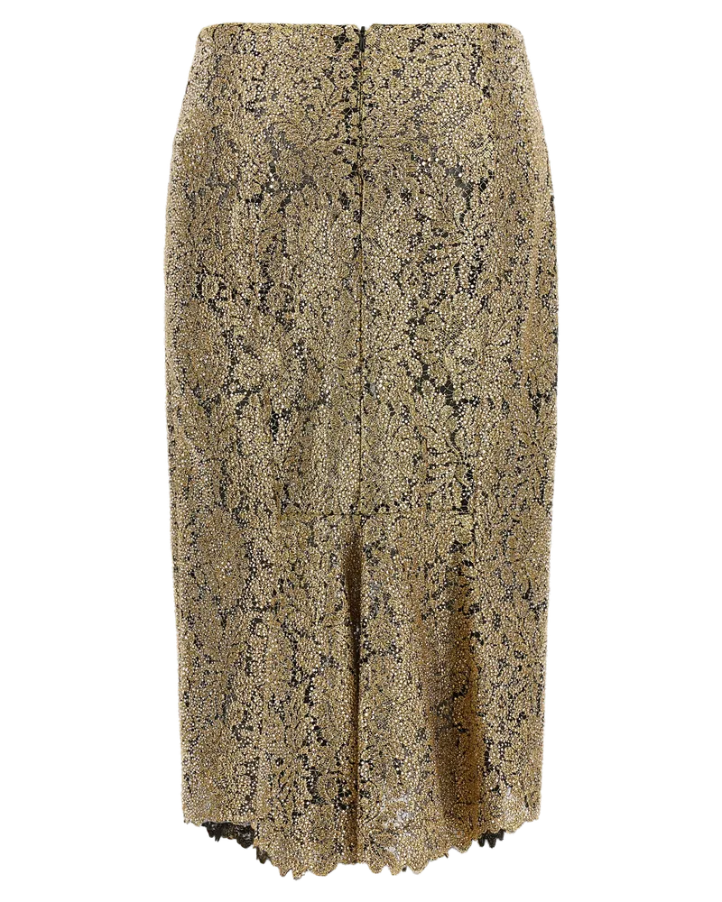 Ermanno Scervino Embroidered Lace Skirt — Gold Gold