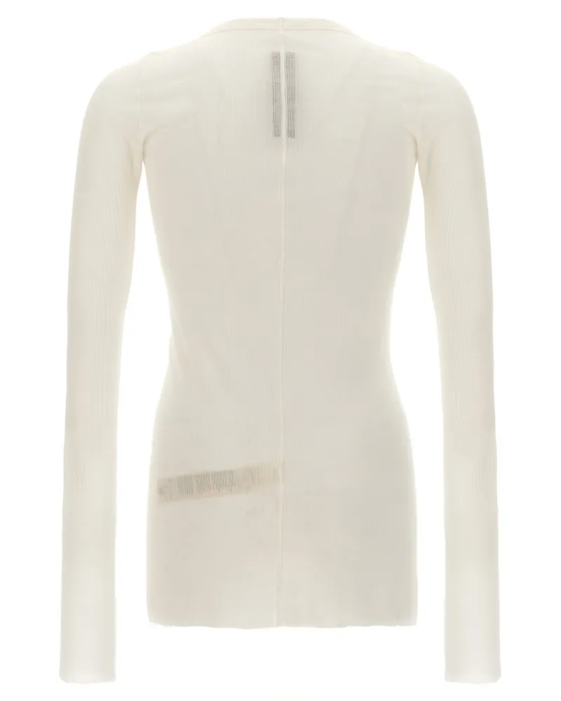 Rick Owens Ribbed Viscose-Silk Blend T-Shirt — White White