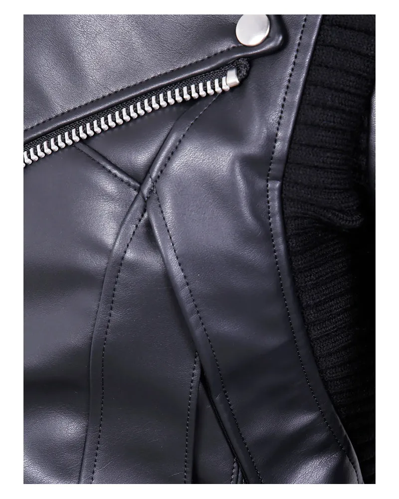 Junya Watanabe Leather Paneled Biker Jacket — Black Black