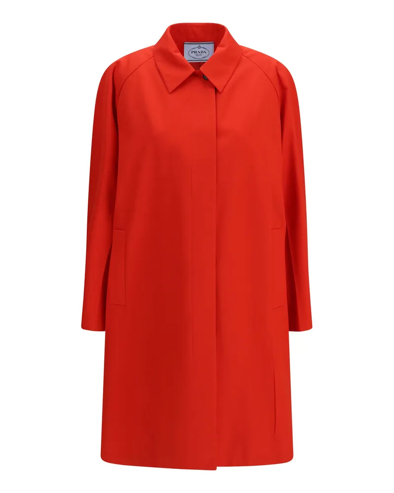 Prada Women's Coat Cotton Gabardine Red Polyester Blazers Jacket Red