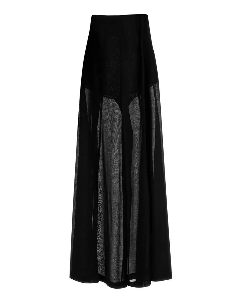 Philosophy Di Lorenzo Serafini Women's Black Wool Blend Wide-Leg Pant Nero Pantaloni Black