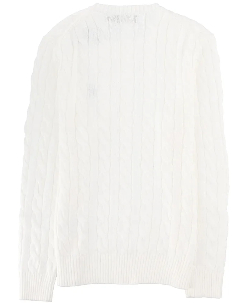 Ralph Lauren Cable-Knit Cotton Sweater — White White