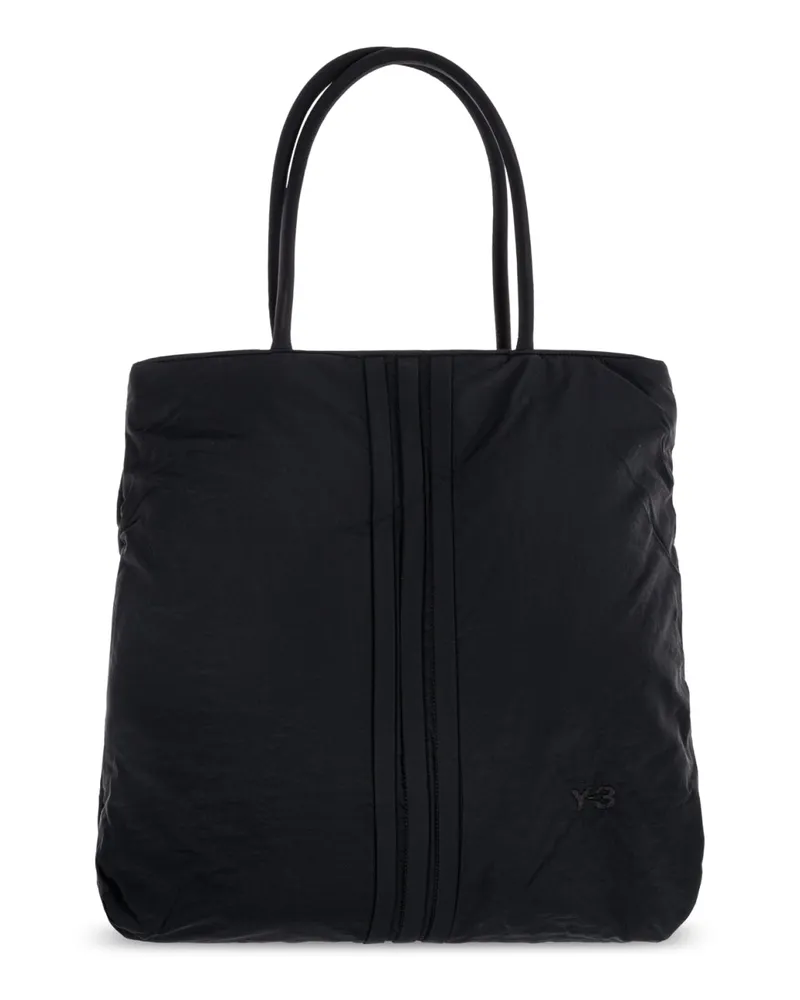 Y-3 Padded Striped Logo Tote Bag — Black Black