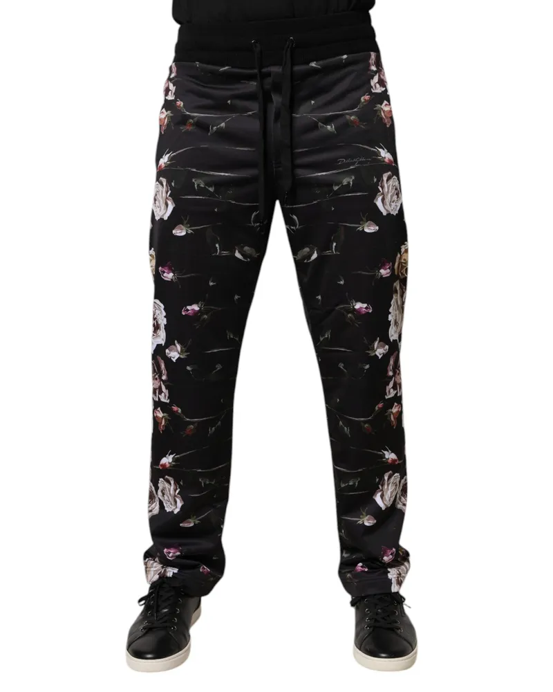 Dolce & Gabbana Floral Polyester Joggers — Black Black