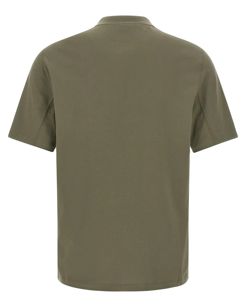 Brunello Cucinelli Logo-Embroidered Cotton Jersey T-Shirt — Olive Olive