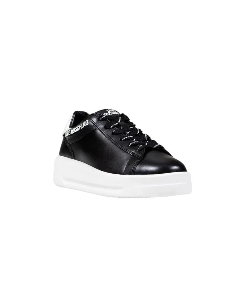 Moschino Women's Black And White Synthetic Chunky Sneakers Leather Black