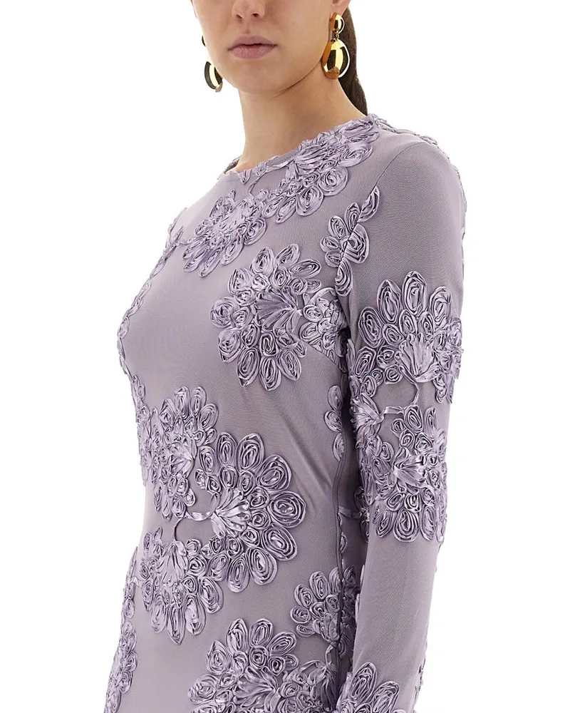 ROTATE Birger Christensen 3D Mesh Mini Dress — Purple Purple