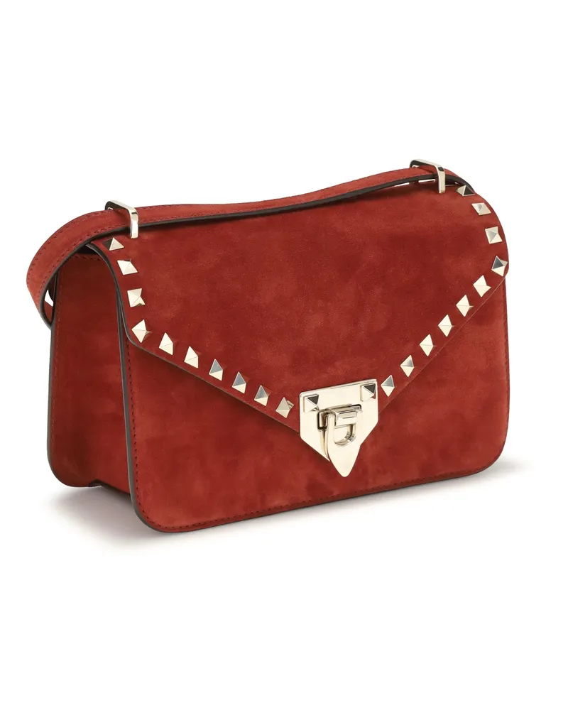 Valentino Garavani Women's Shoulder Bag Rockstud Mini Suede Russet Red Red
