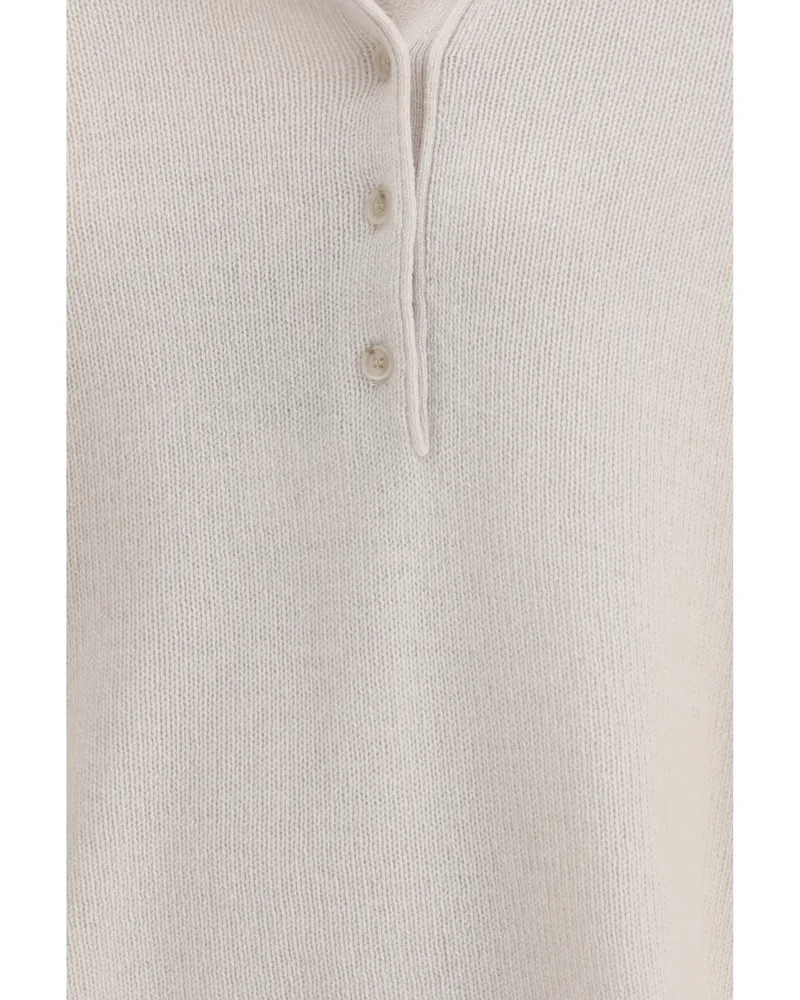 ALLUDE Women Polo-Neck Cashmere Sweater Cream (capra Hircus) Polo Tops Cream