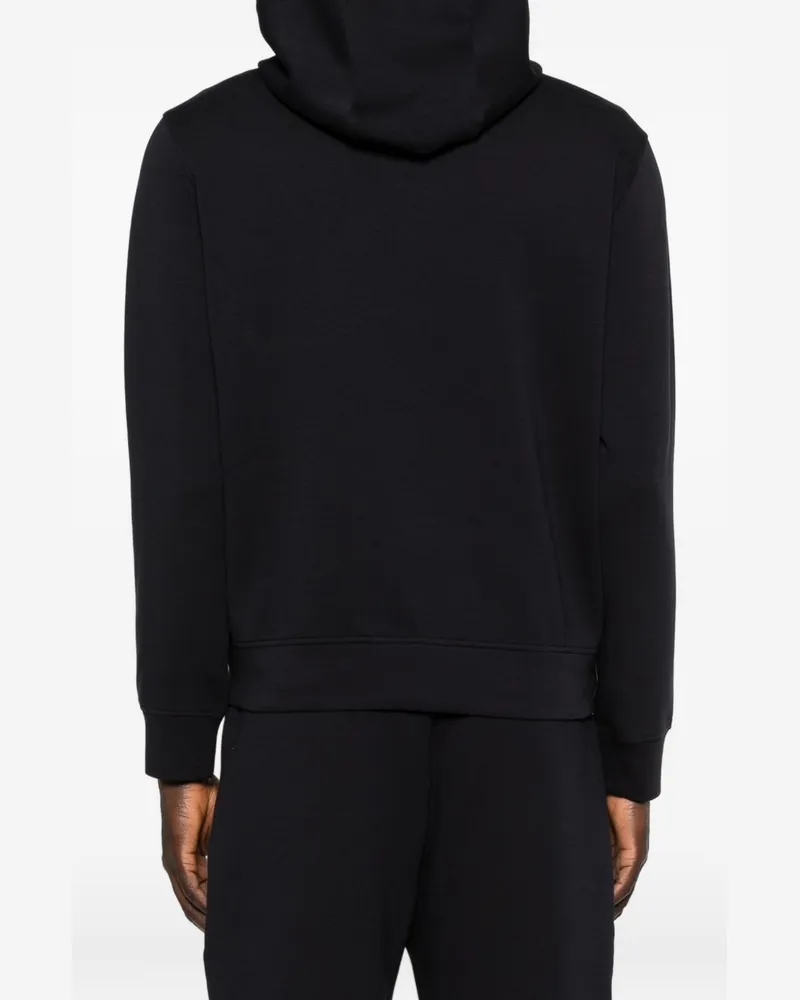 Emporio Armani Embroidered-Logo Cotton Hoodie — Black Black