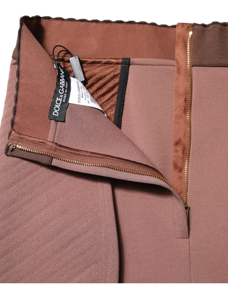 Dolce & Gabbana Women Brown Viscose High Waisted Hot Pants Shorts Silk Nylon Elastane Brown
