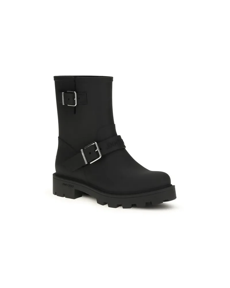 Jimmy Choo Women's Black Polyurethane Rain Boots Black