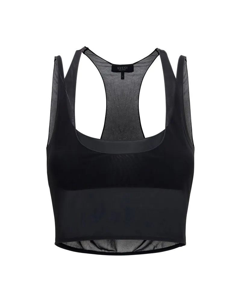 Gucci Viscose Bralette Tank Top — Black Black