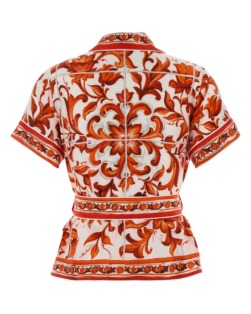 Dolce & Gabbana Women's Twill Maiolica Arancione Variante Abbinata Camicie Shirt Orange