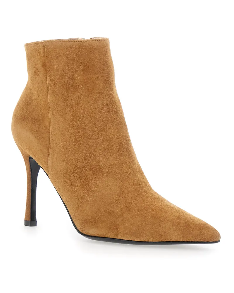 Pollini Women's Ankle Boots Beige Suede And Rubber Beige