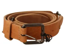 Leather Buckle Waist Belt — Brown