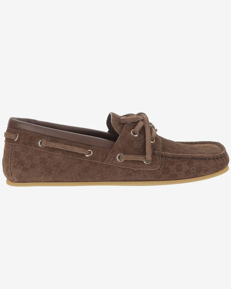 Gucci Women's Loafers Gg Suede Brown Brown