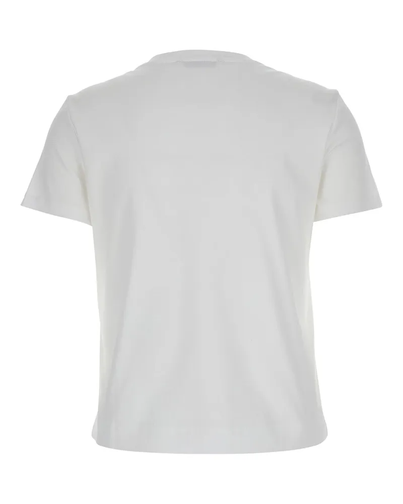 Max Mara Women's White Crewneck T-Shirt With Tonal Logo Cotton T-Shirts & Jerseys White