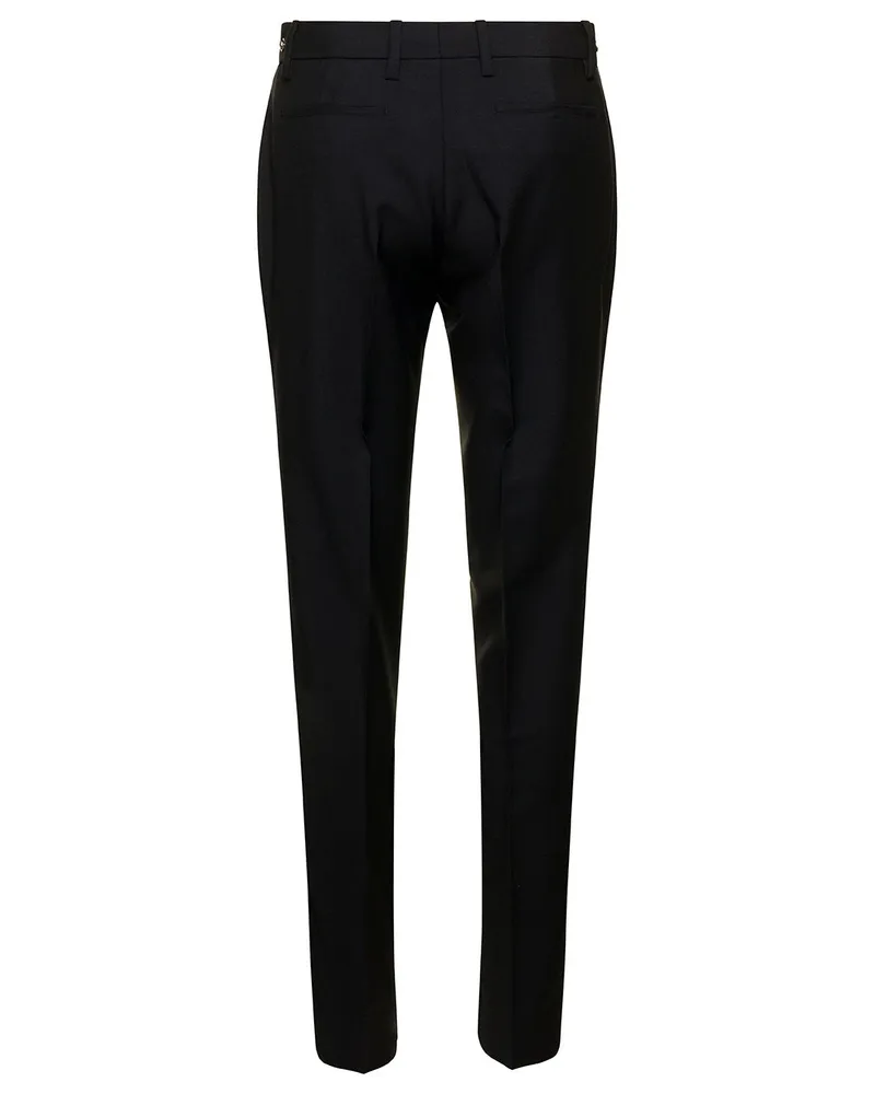 Gucci Women's Black Slim Pants With Horsebit Detail Mohair Trousers Black
