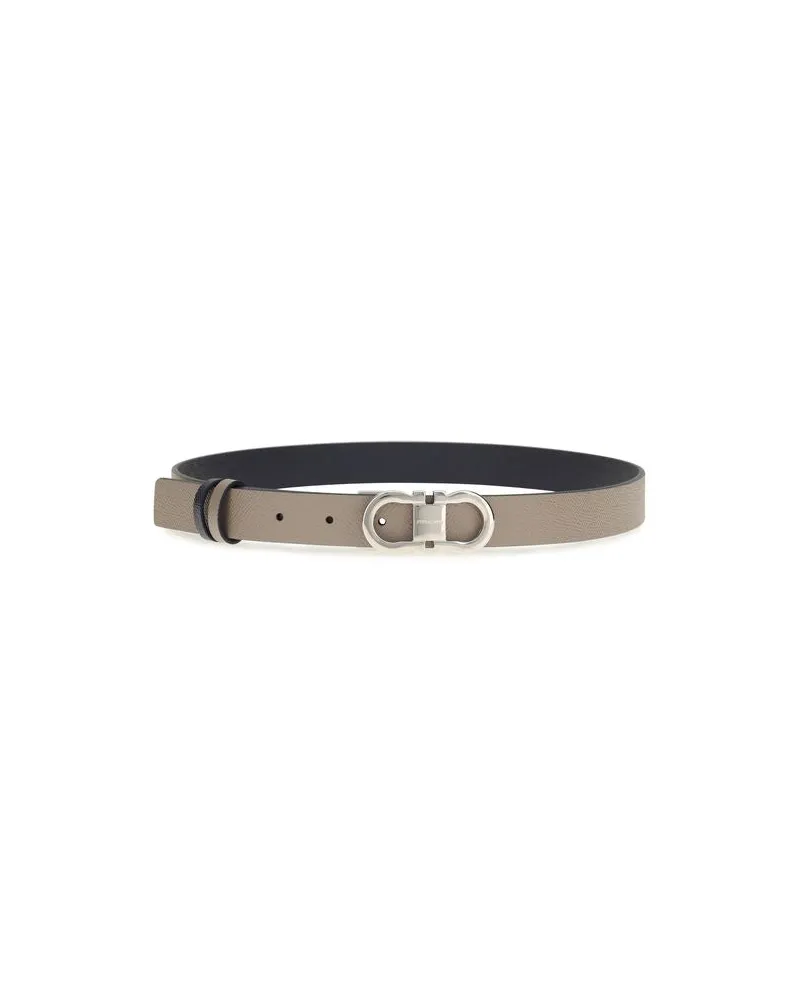 Ferragamo Women's Gray Calf Leather Bos Taurus Regular Belt Gray