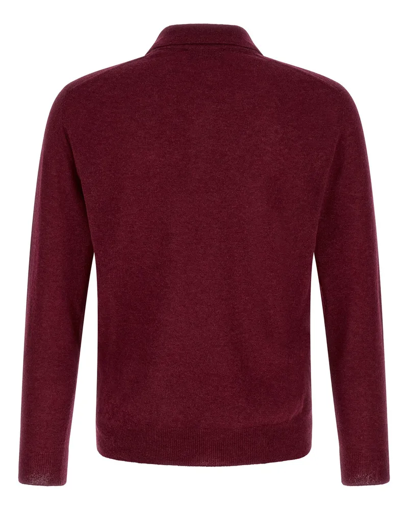 Zanone Cashmere Knit Polo Shirt — Burgundy Burgundy