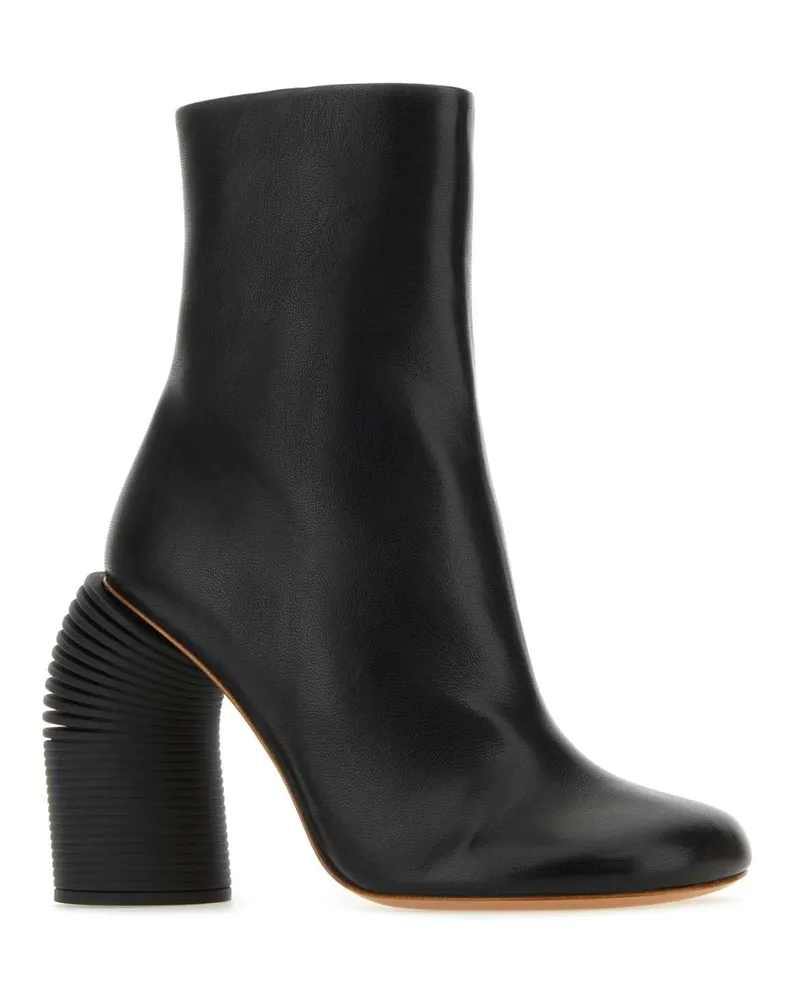 OFF-WHITE Women's Black Leather Spring Ankle Boots Blkblk Stivali Black
