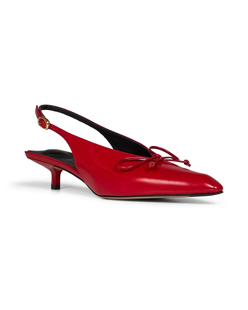 Jacquemus Women's Pumps Cubisto Low Slingback Burgundy Lamb Fur High Heel Shoes Red