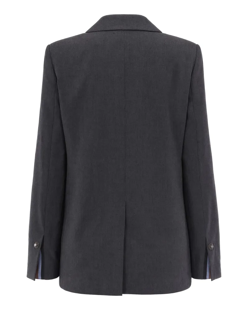 Liu Jo Women's Blazer Single-Breasted Dark Grey Melange Polyester Jacket Gray