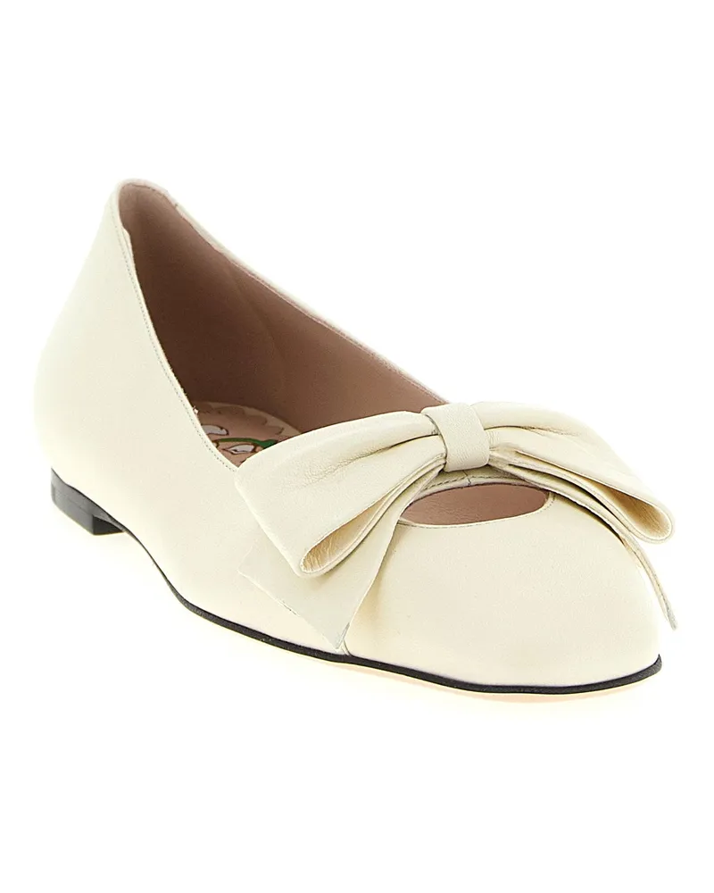 Valentino Garavani Kidskin Bow Detail Ballet Flat — Cream Cream