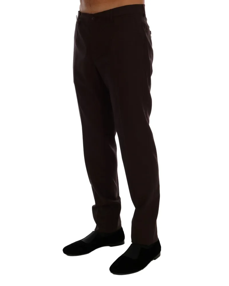 Dolce & Gabbana Men's Purple Wool Stretch Formal Pants Purple