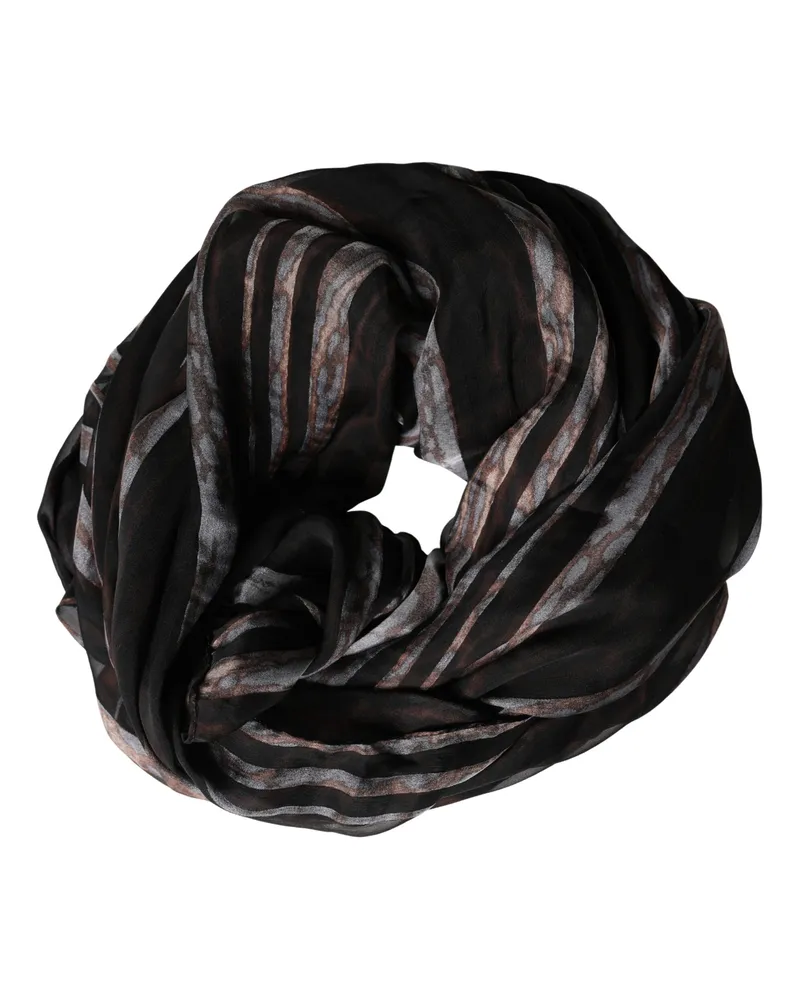Dolce & Gabbana Women's Black Stripes Silk Wrap Shawl Stole 193cm X 131cm Scarf Black