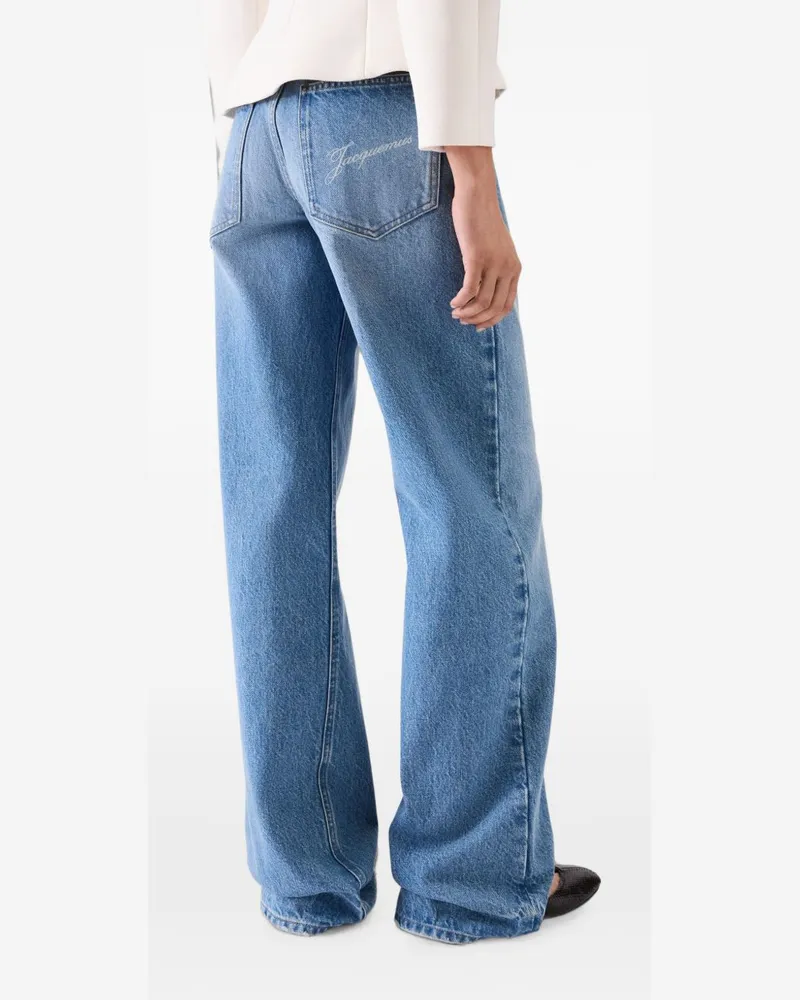 Jacquemus Wide-Leg Washed Denim Jeans — Blue Blue