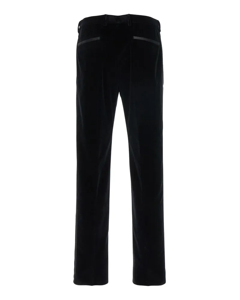 Dolce & Gabbana Men's Black Velvet Stretch Pants With Belt Loops Cotton Trousers Black
