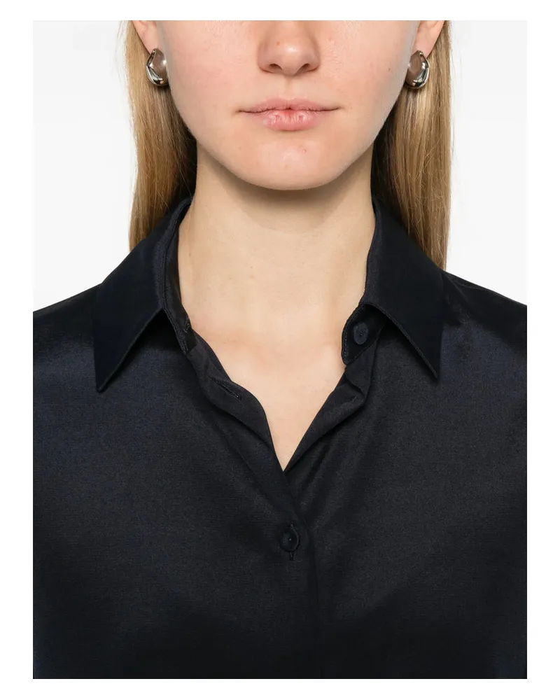 Max Mara Women's Silk Blouse Blue Blouses Shirt Navy