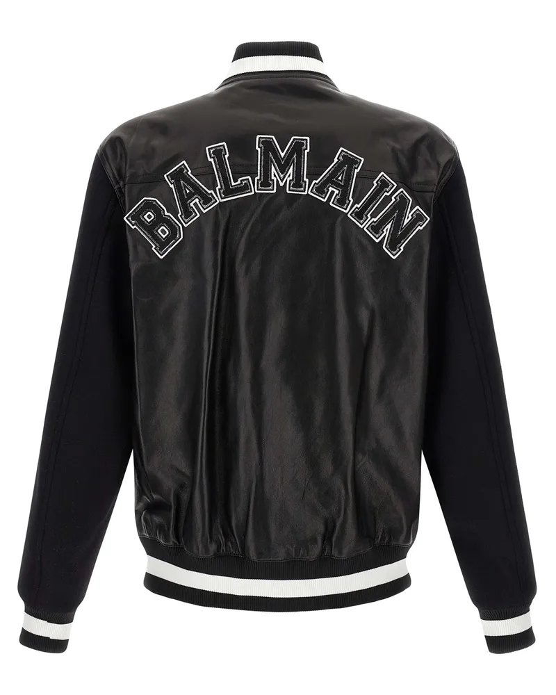 Balmain Men's Bicolor Lamb Leather Jacket Clothing Black