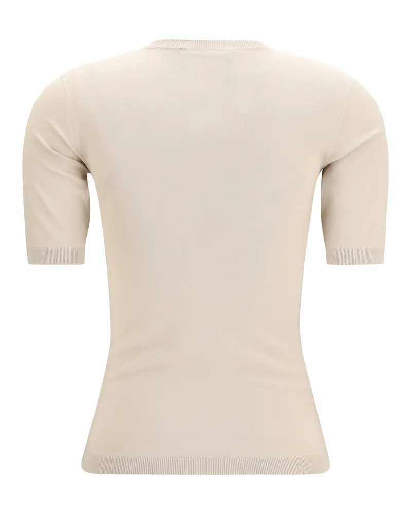 Max Mara Women Ottano T-Shirt Beige Viscose; Polyester Top Beige