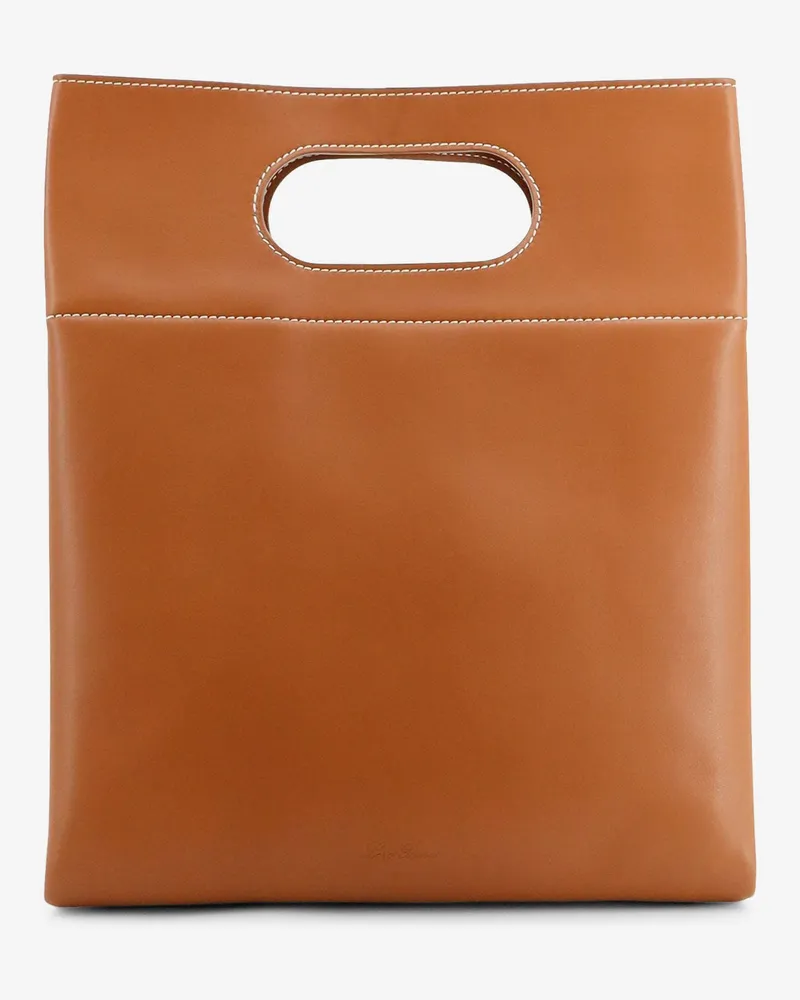 Loro Piana Women's Leather Handbag Just Bag Brown Handbags Hand Brown
