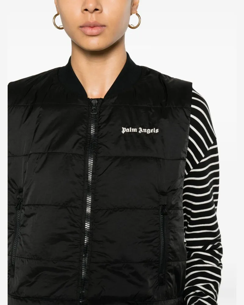 Palm Angels Quilted Logo Vest — Black Black