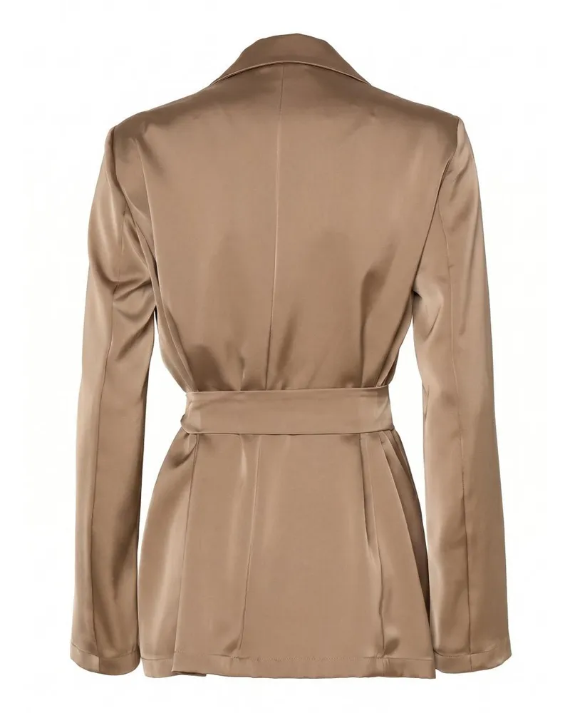 Pennyblack Women's Shawl-Lapel Belted Jacket Sand Polyester Beige