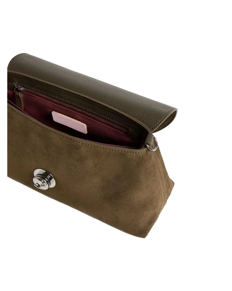 Coccinelle Women's Shoulder Bag Fango Bovine Split Suede Leather - Shoulder-Bags Brown