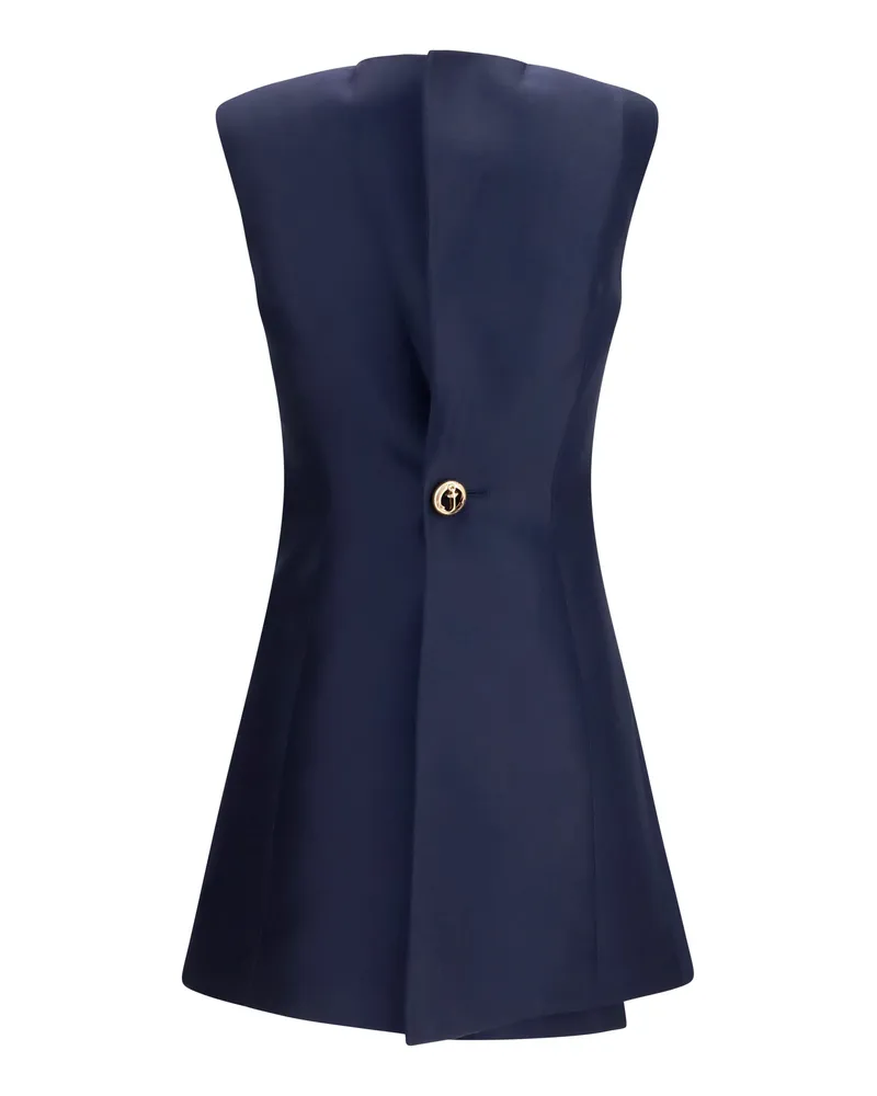 Balenciaga Women's Dress A-Line Mini Navy Merino Wool Navy