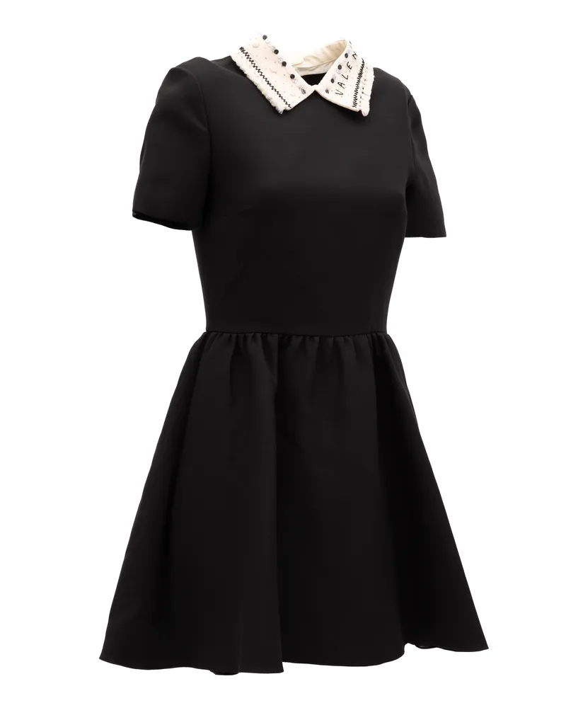 Valentino Garavani Women's Black Mini Dress With Embellished Collar Black