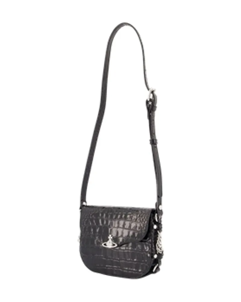 Vivienne Westwood Women's Hunter Crossbody -  Leather Black Calfskin Bags Crossbodies Black
