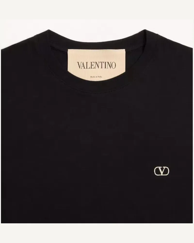 Valentino Garavani Logo-Embroidered T-Shirt — Black Black
