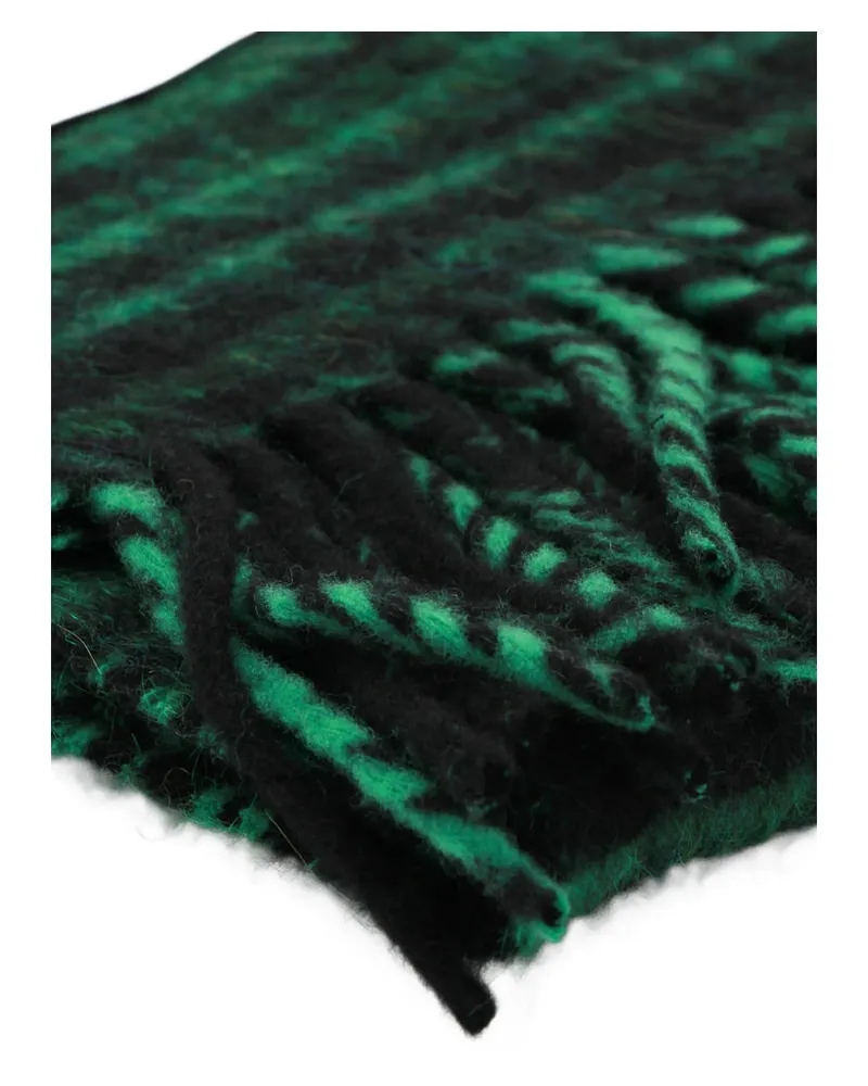 Marni Virgin Wool Checked Scarf — Green Green