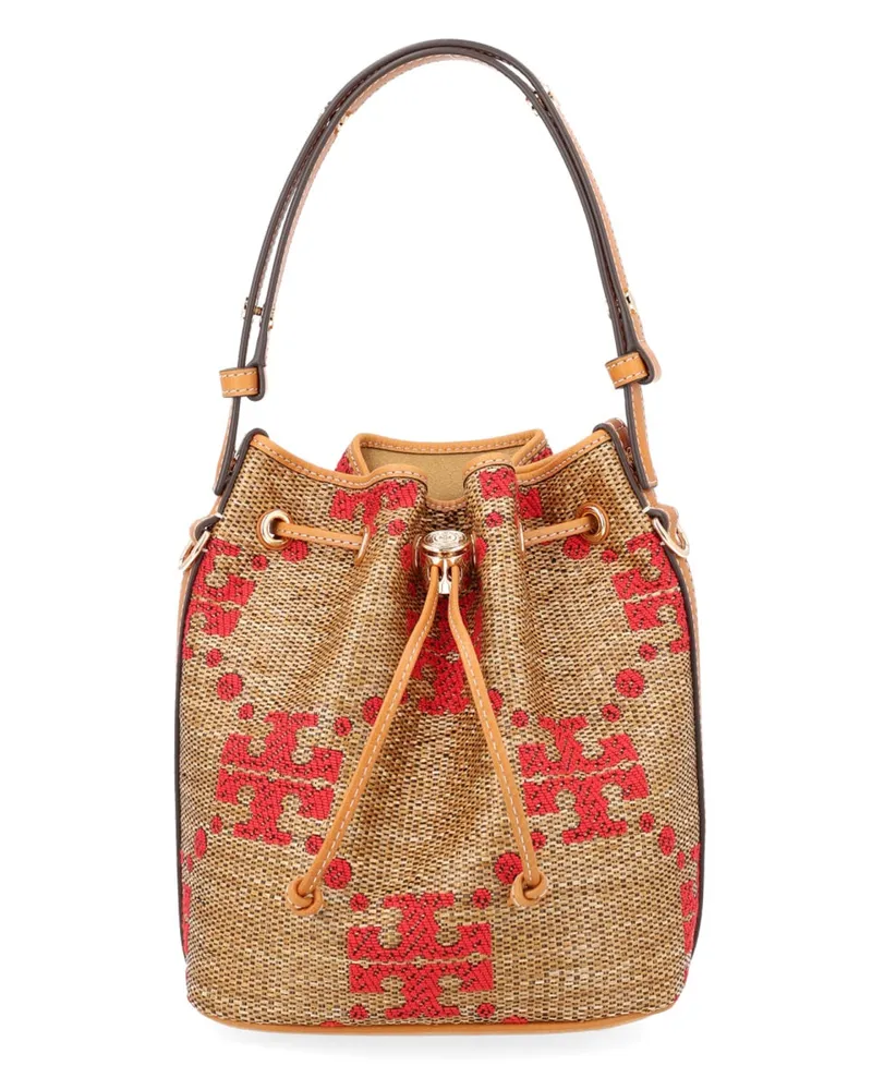 Tory Burch Women's Bucket Bag T Monogram Beige Polyester Handbags Hand Beige