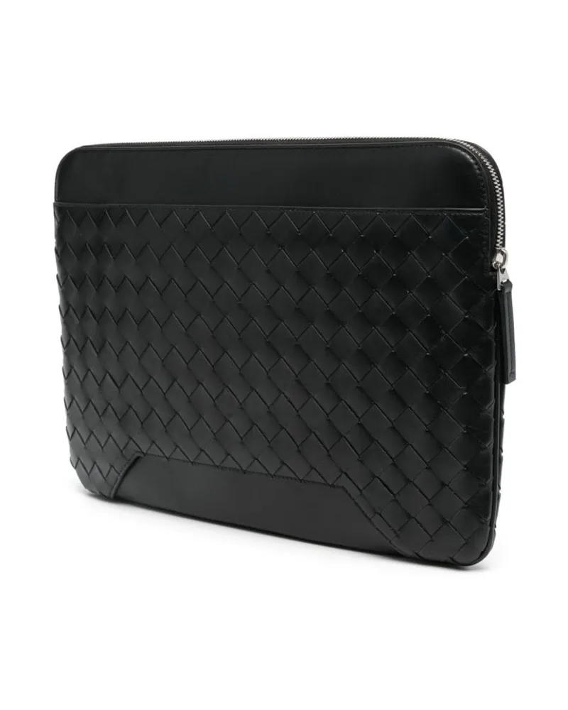Bottega Veneta Men's Document Holder Getaway Black Calf Leather Clutch Bags Black