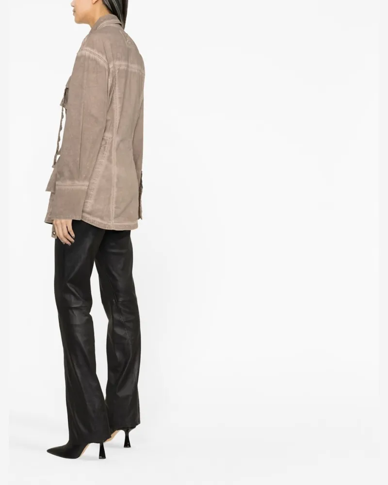 Blumarine Eyelet-Detailed Denim Jacket — Beige Beige